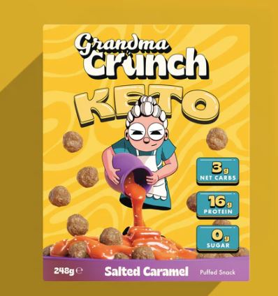 Cereales keto de CARAMELO SALADO, de Granma Crunch. 248 gr