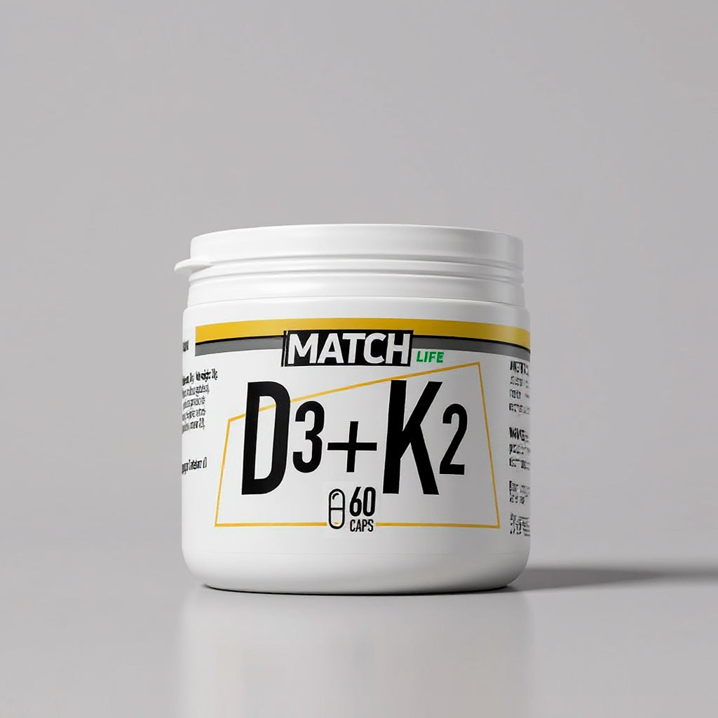 Vitamina D3 + K2 de MATCH, bote de 60 cápsulas