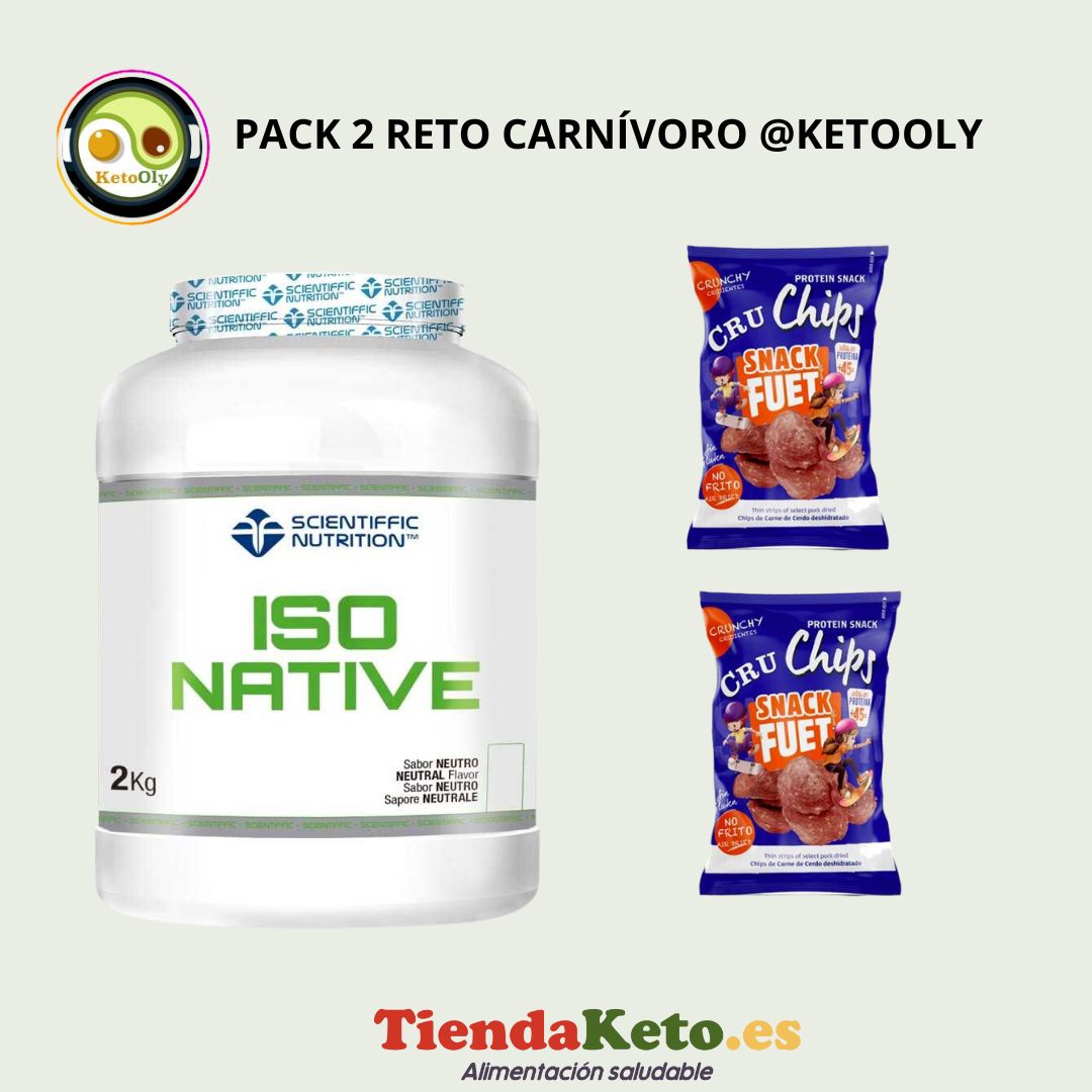 Pack 2 RETO CARNÍVORO KETOOLY (Iso nativa de 2 kg, sin edulcorantes, sabor neutro)