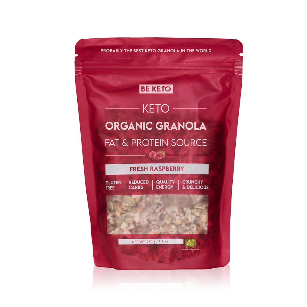 Granola Keto Orgánica.  Frambuesa Fresca 250 g. Be keto