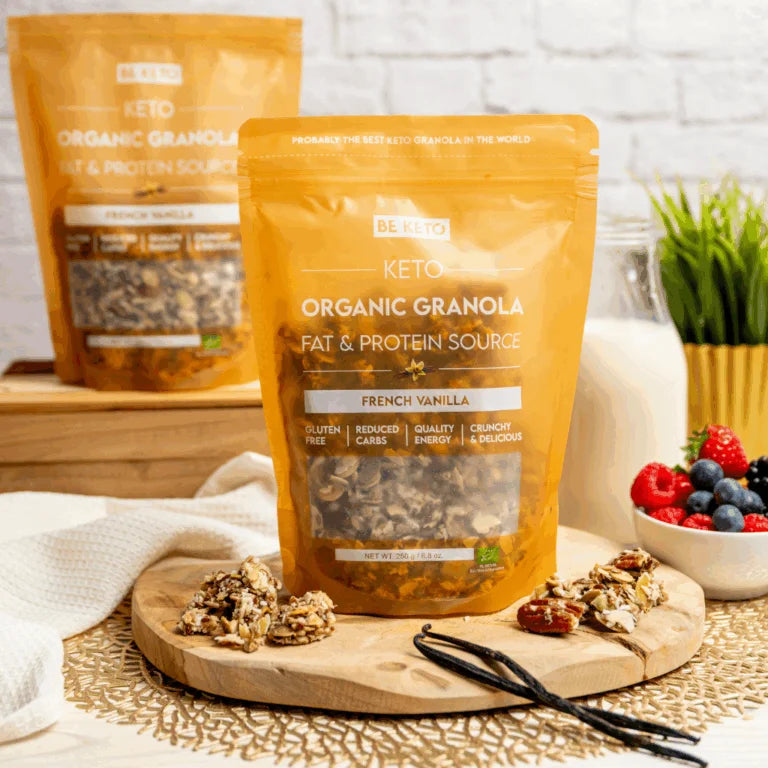 Granola keto orgánica. Vainilla francesa. 250 gr. Be keto