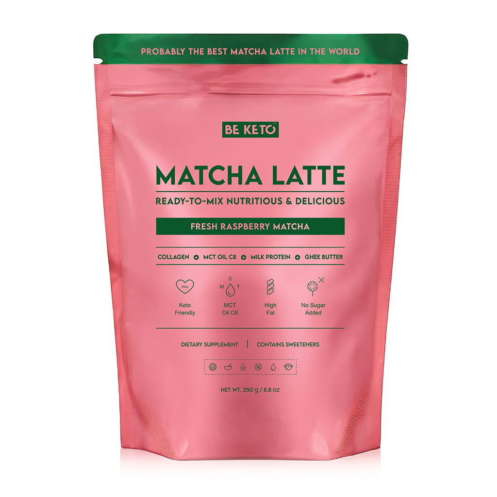 Matcha Latte sabor frambuesa: Energía Keto & Elixir de Juventud. 250g. Be keto