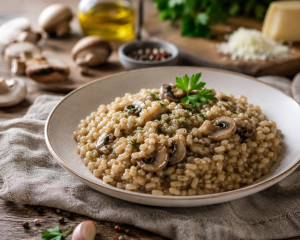 Risotto de setas hecho con Risino keto Linea 6
