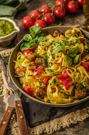 Keto noodles, traditional Italian flavor, high in protein, and only 2.5 carbs per 100g. Line 6
