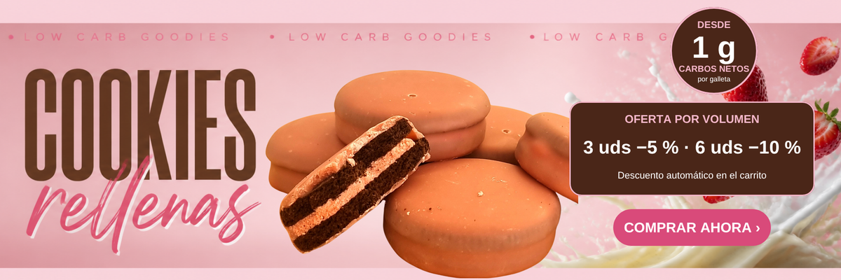 Cookies keto rellenas de fresa: 3 uds -5 %, 6 uds -10 %