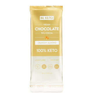 Chocolate keto vegano con aceite MCT y almendra caramelizada, Be Keto 80 g