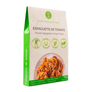 Espaguetis de konjac con tomate de The Konjac Shop, 200 g, pasta keto sin gluten