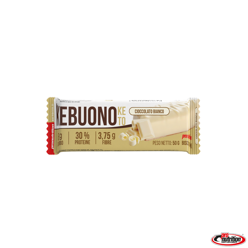 Kebuono Keto relleno de chocolate blanco. 50 gr. Pronutrition