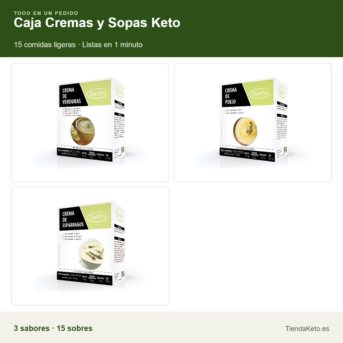 Caja Cremas y Sopas Keto: los 3 sabores que incluye el pack