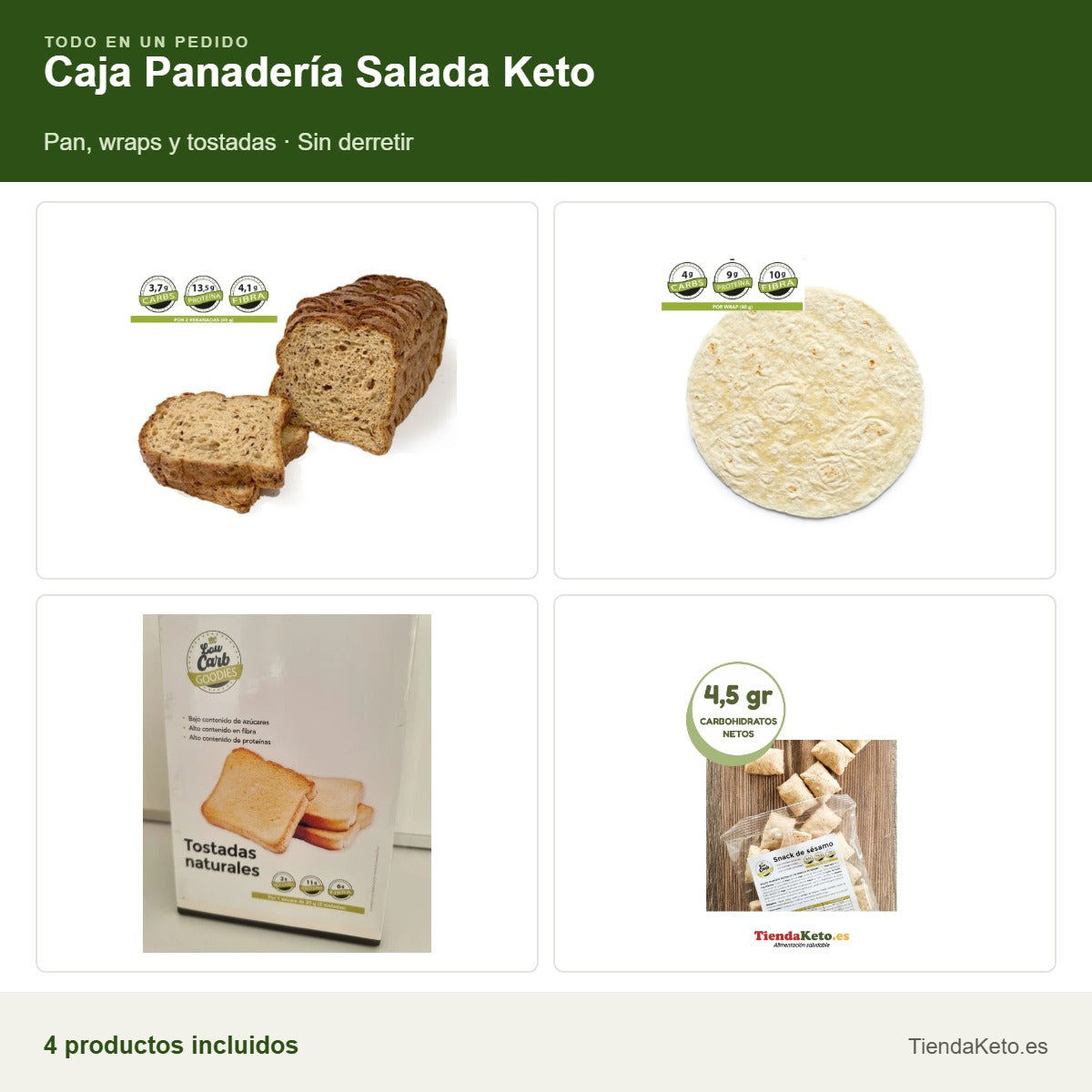 Caja Panadería Salada Keto: los 4 productos que incluye el pack