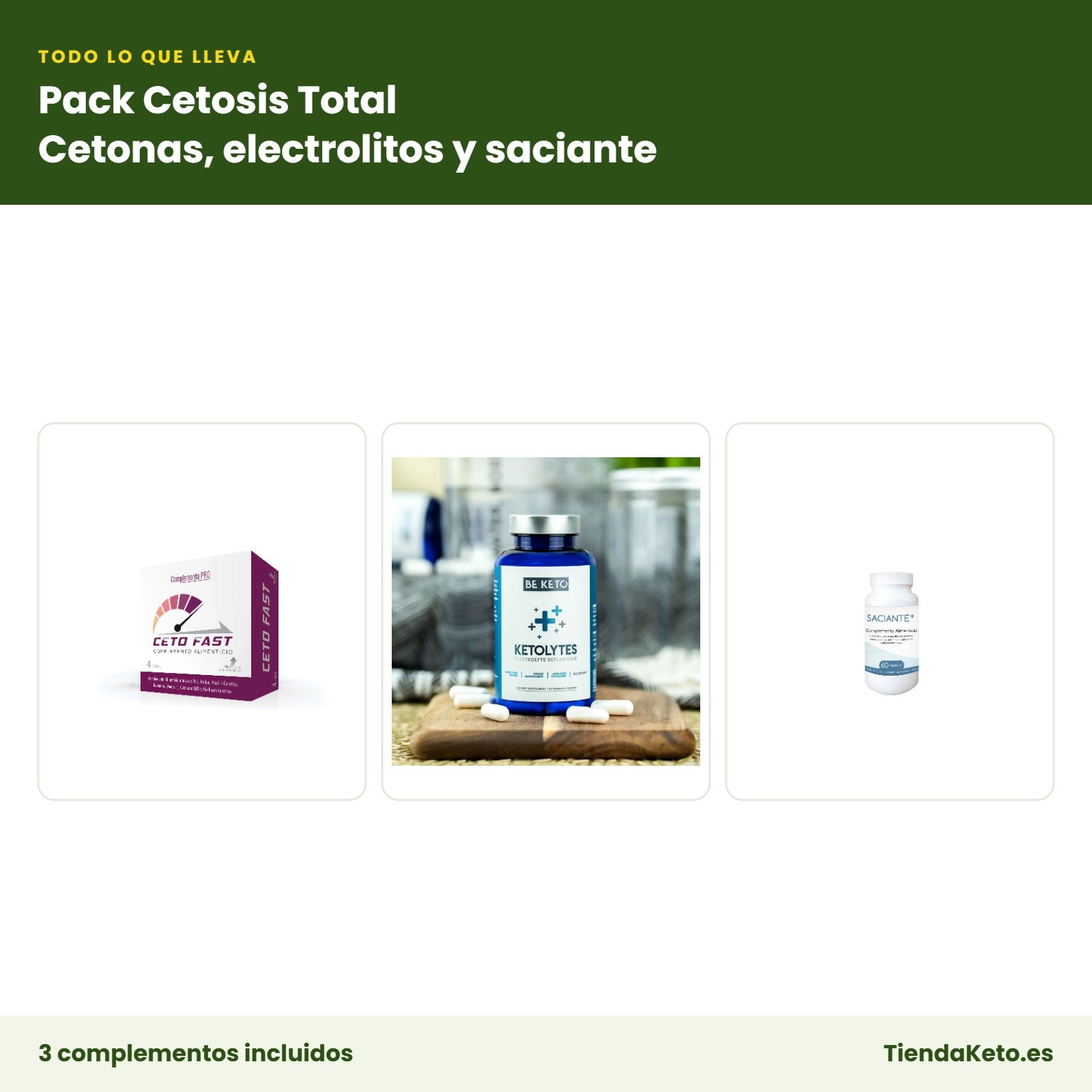 Pack Cetosis Total: CetoFast, electrolitos keto y Saciante Plus+