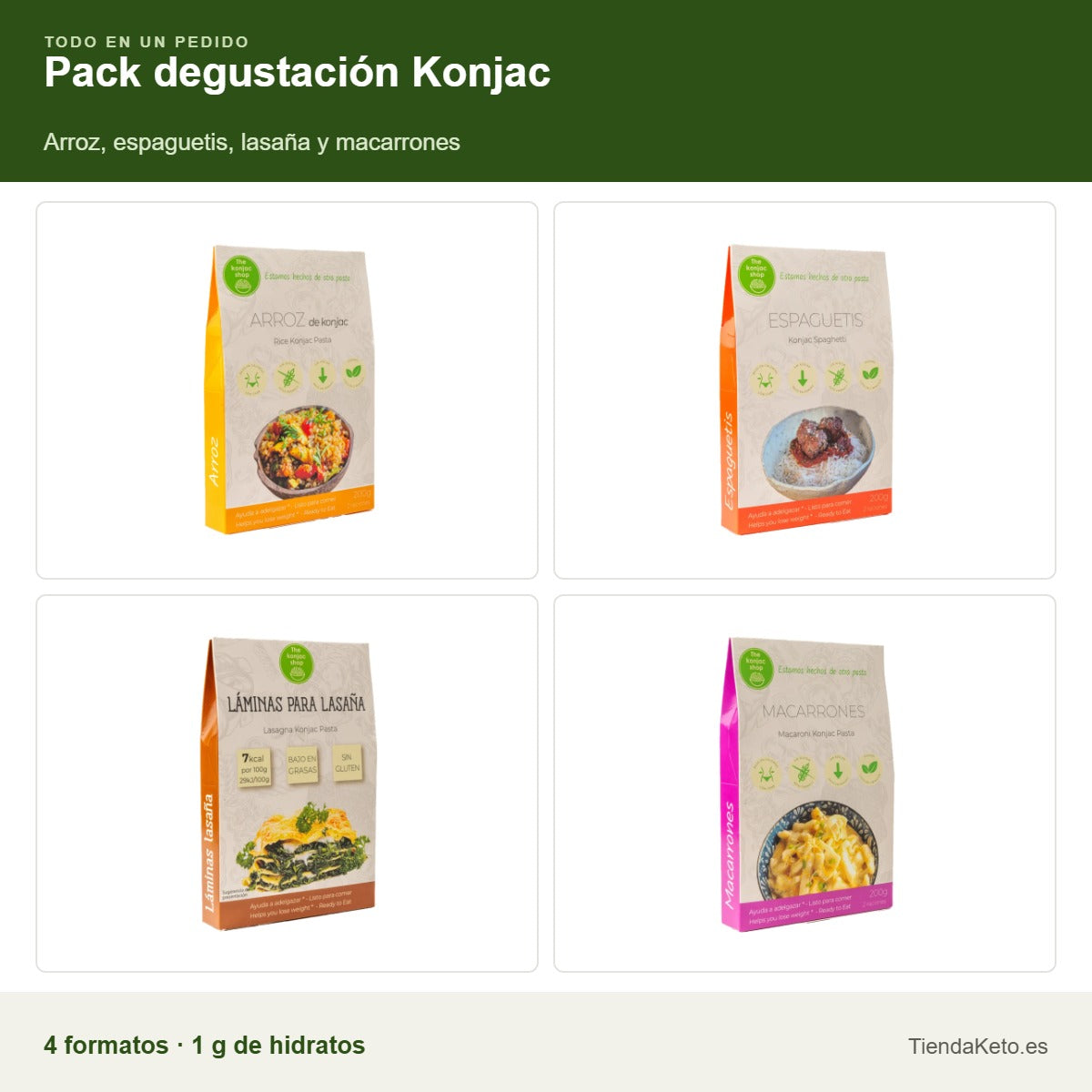 Pack degustación Konjac: los 4 formatos que incluye el pack