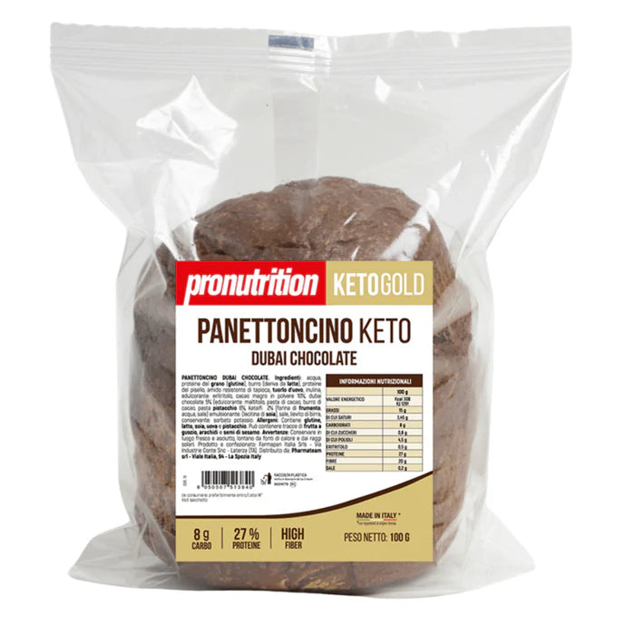 Panettone keto dubai con chocolate. Individual. 100 gr.Pronutrition