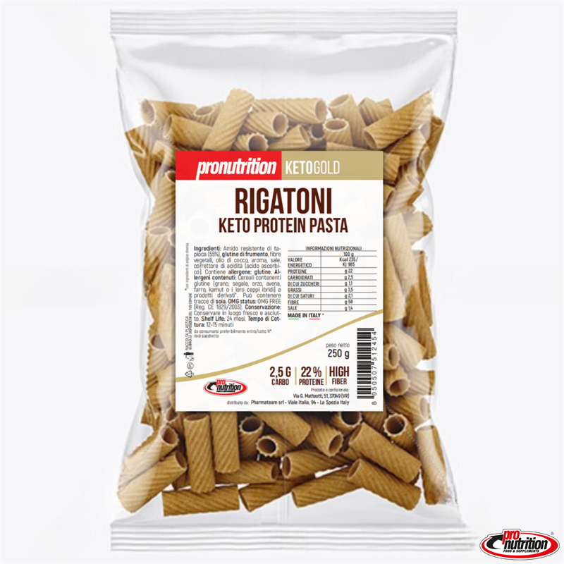 Pasta rigatoni keto y proteica. 250 gr. Pronutritrion