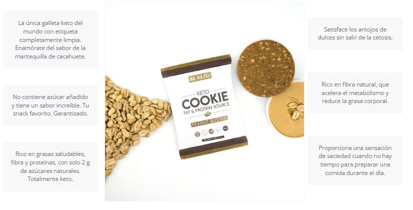 Galleta keto de mantequilla de cacahuete, 50 gr. Be keto