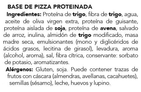 Base de pizza keto y proteica. Individual. 3 carbos por pizza