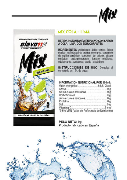Caja 24 sobres mix sabor COLA-LIMA sin azúcar. Bebida instantánea