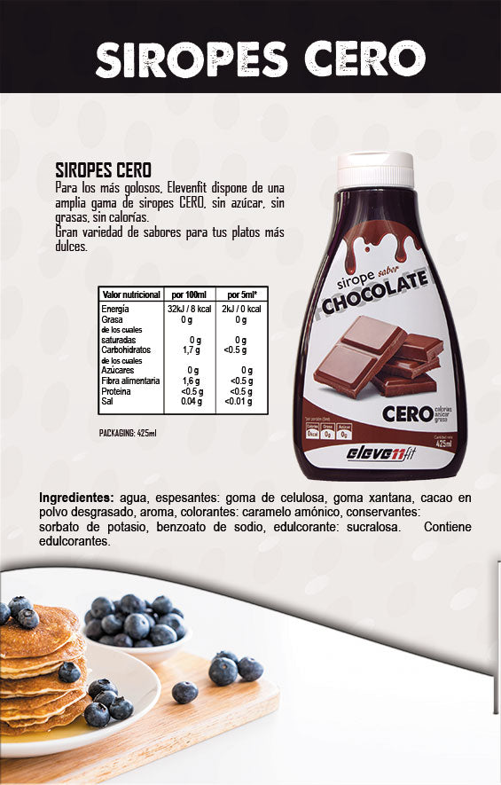 Sirope de CHOCOLATE sin azúcar, 0 carbos, 0 calorías. 425 ml