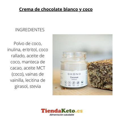 Crema KETO de xocolata blanca i coco (keto, vegana, sense gluten ni sucre), Okono