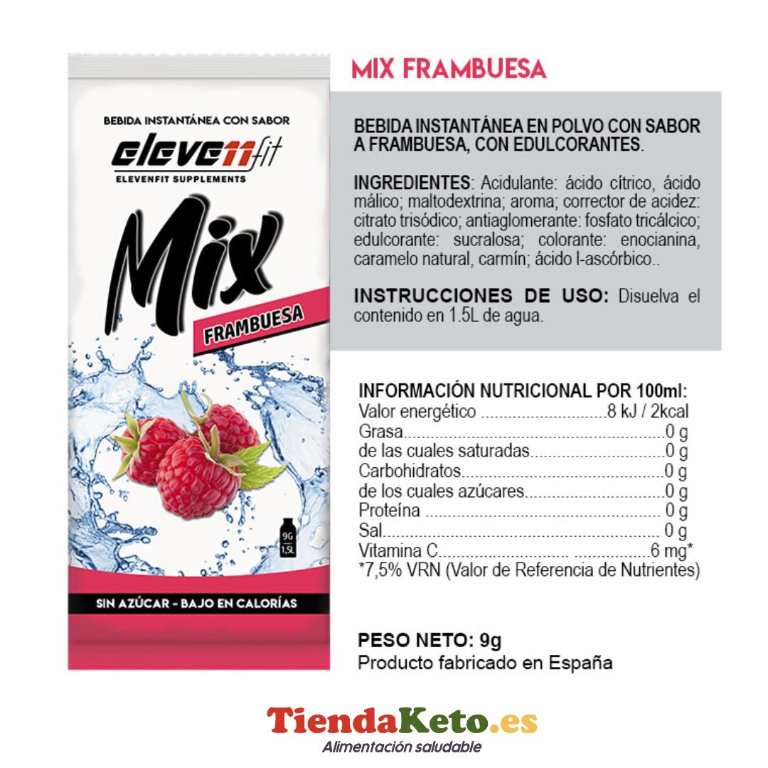 Caja 24 sobres mix sabor FRAMBUESA sin azúcar.