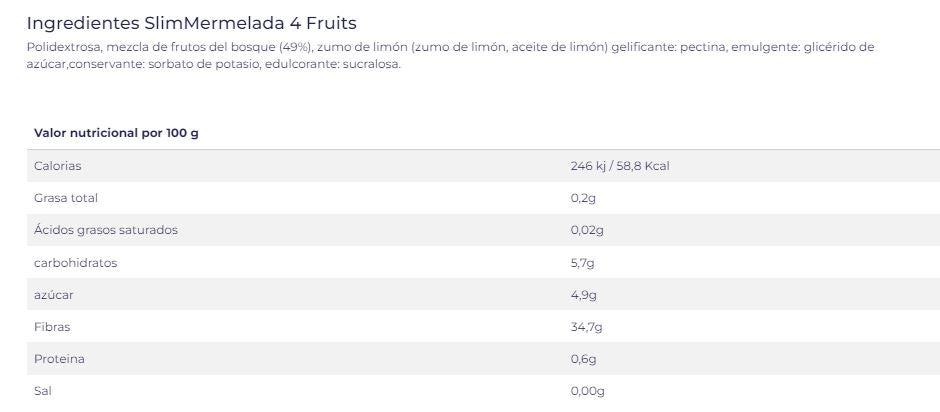 Melmelada slim de FRUITS DEL BOSC, 235gr, Sense gluten, sense lactosa i sense sucre afegit